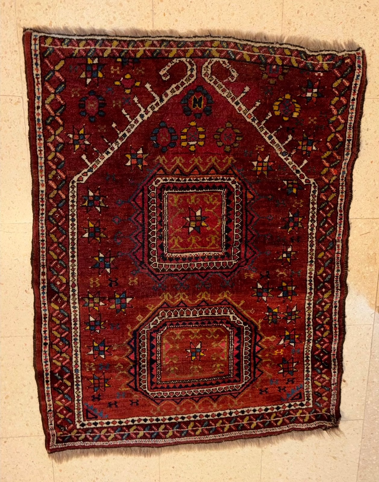 Tapis vintage tissé à la main en laine teinte naturellement, Enlèvement
