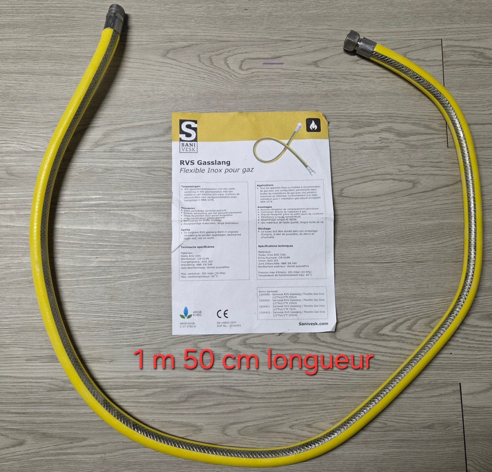 Tuyau flexible gaz inoxydable Sanivesk, Electroménager, Pièces & Accessoires, Enlèvement
