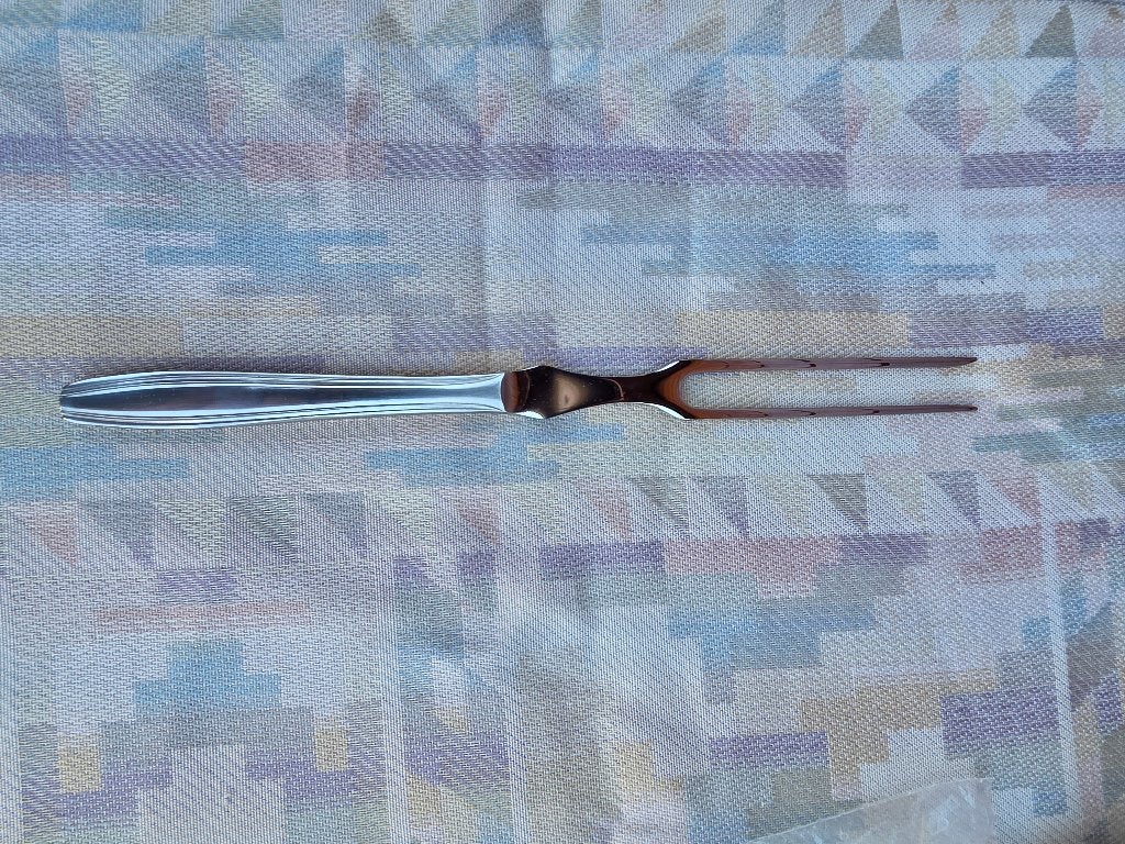 Mooie vintage Gero Zilmeta vleesvork Trancheervork (2-tands), Couverts individuels, Gero, Comme neuf, Enlèvement