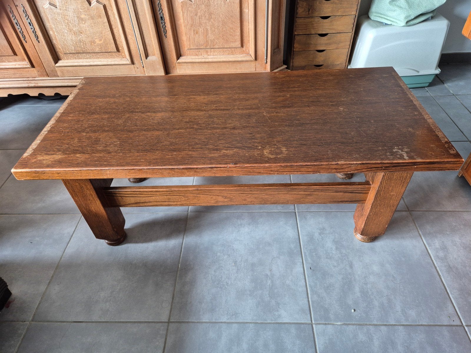 Table basse en chêne massif, Maison & Meubles, Tables | Tables de salon, Enlèvement, Utilisé, 50 à 100 cm, Chêne