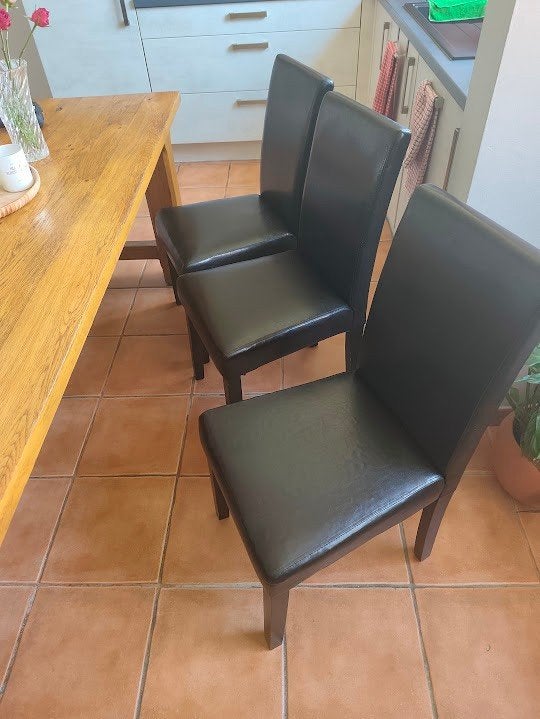 chaise en cuir, Maison & Meubles, Enlèvement, Bois, Noir, Cinq, Six Chaises ou plus
