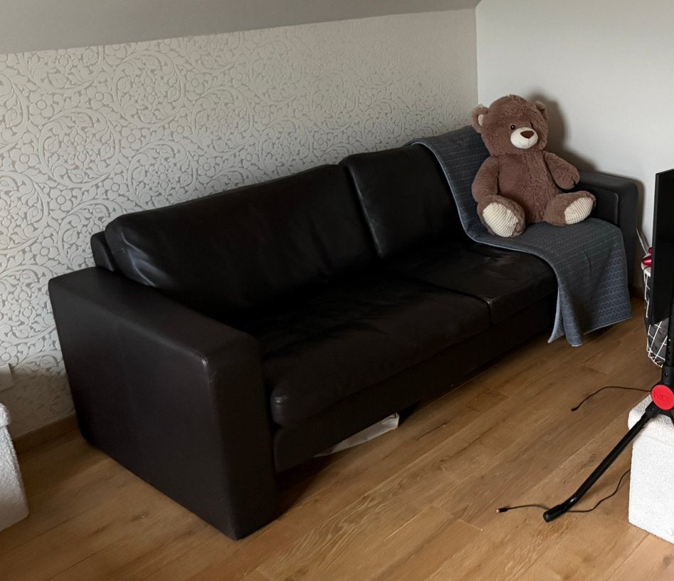 COR design leren 3-zits zetel – donkerbruin leer, Huis en Inrichting, Zetels | Zetels en Chaises Longues, Zo goed als nieuw, Leer