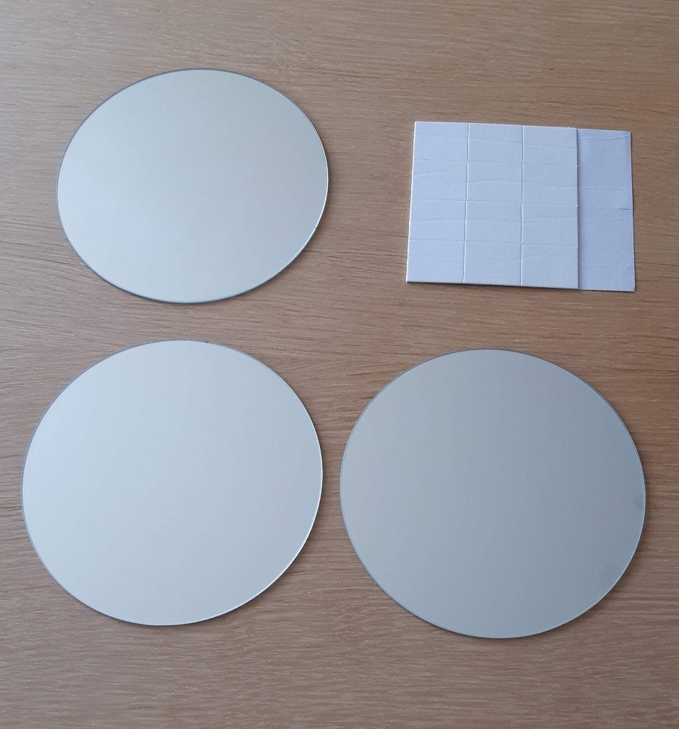 3 nieuwe kleefspiegeltjes met dubbelzijdige plakstickers, Huis en Inrichting, Ophalen, Nieuw, Rond