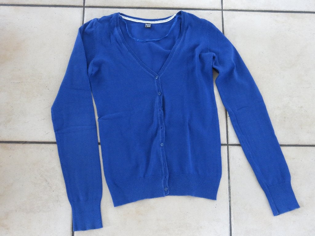 Een blauwe fijne cardigan, maat S, Enlèvement, Taille 36 (S), Bleu