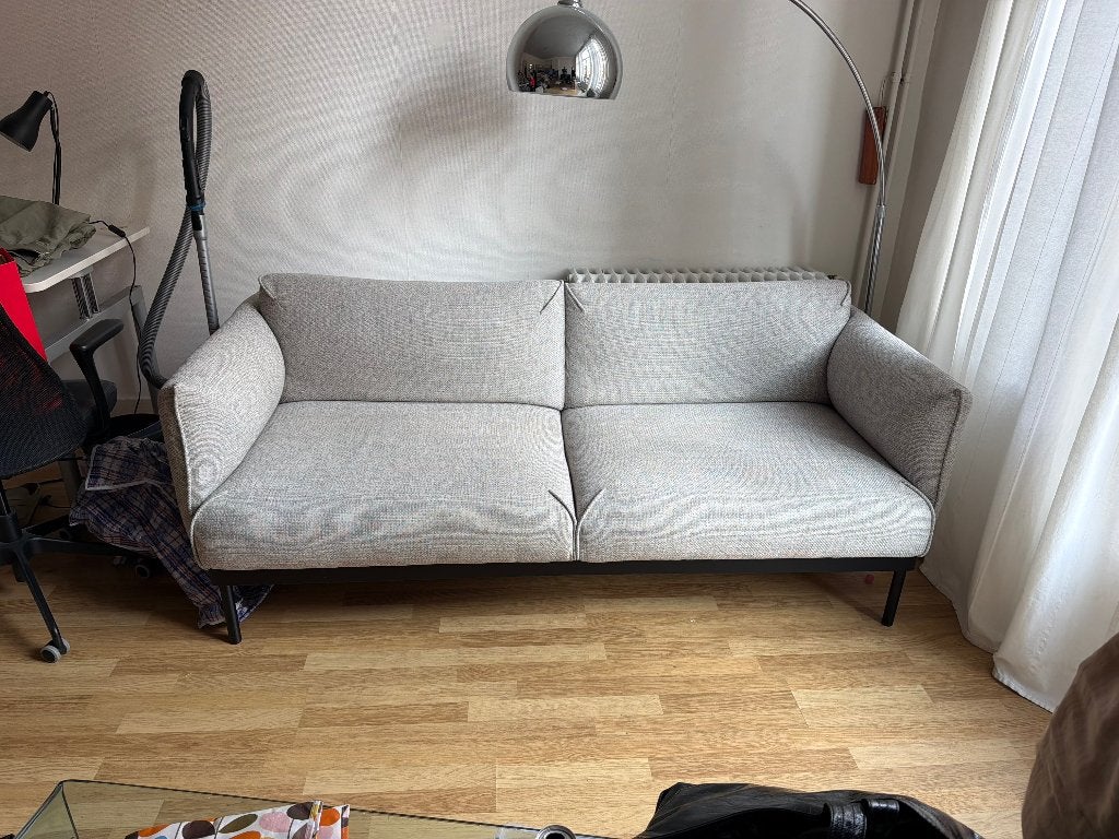 Stoffen 2-zitsbank lichtgrijs- Model Applarijd -Ikea, 75 à 100 cm, 200 à 250 cm, Banc droit, Comme neuf