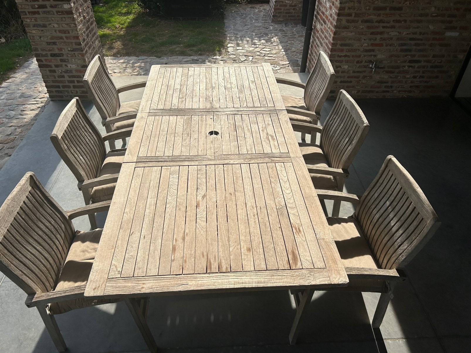 Massieve teak tuinset, Ophalen, Gebruikt, Teakhout, 8 zitplaatsen