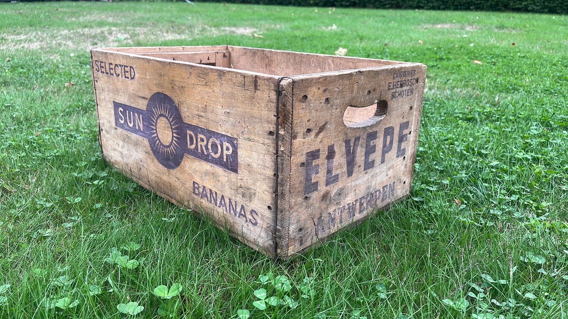 Vintage houten bananenkist Antwerpen, Ophalen