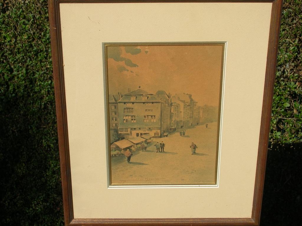 SUPER AQUAREL GESIGNEERD JOSEPH VREULS DE LIÈGE, Ophalen of Verzenden