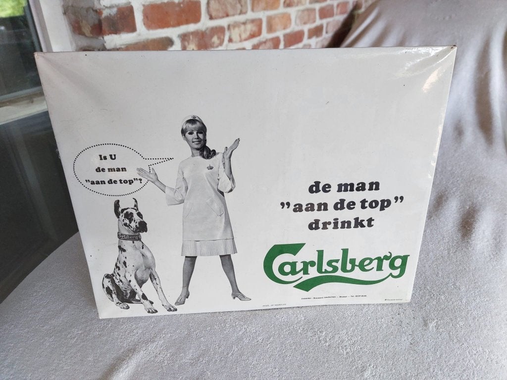 Reclamebord Carlsberg, Verzamelen, Ophalen of Verzenden, Gebruikt, Reclamebord, Plaat of Schild, Overige merken