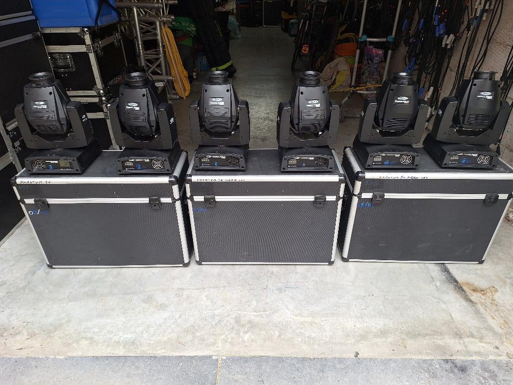 phantom led spots 50W movingheads 6 stuks in flightcase, Enlèvement, Utilisé, Lumières