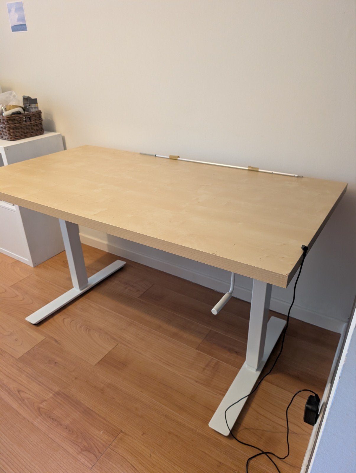 Bureau assis-debout manuel IKEA (Skarsta / Trotten), Bureau assis-debout, IKEA, Blanc, Réglable en hauteur