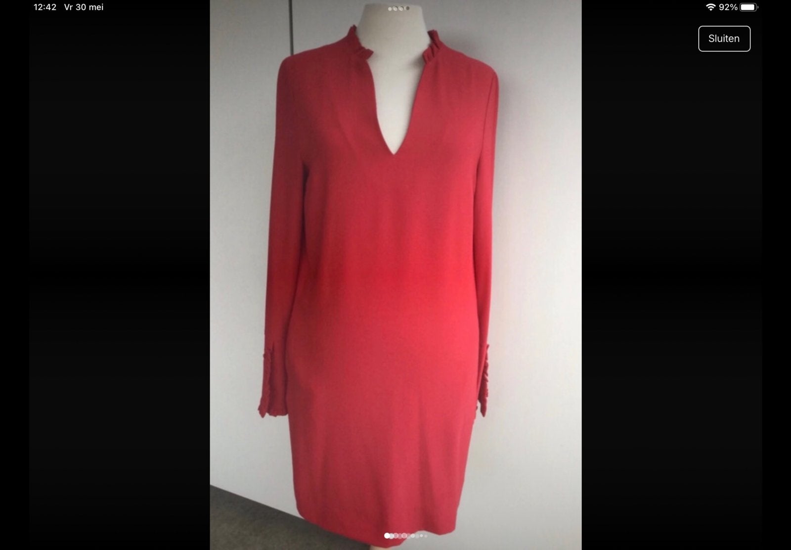Rode jurk Essentiel, Kleding | Dames, Ophalen of Verzenden, Zo goed als nieuw, Knielengte, Maat 34 (XS) of kleiner