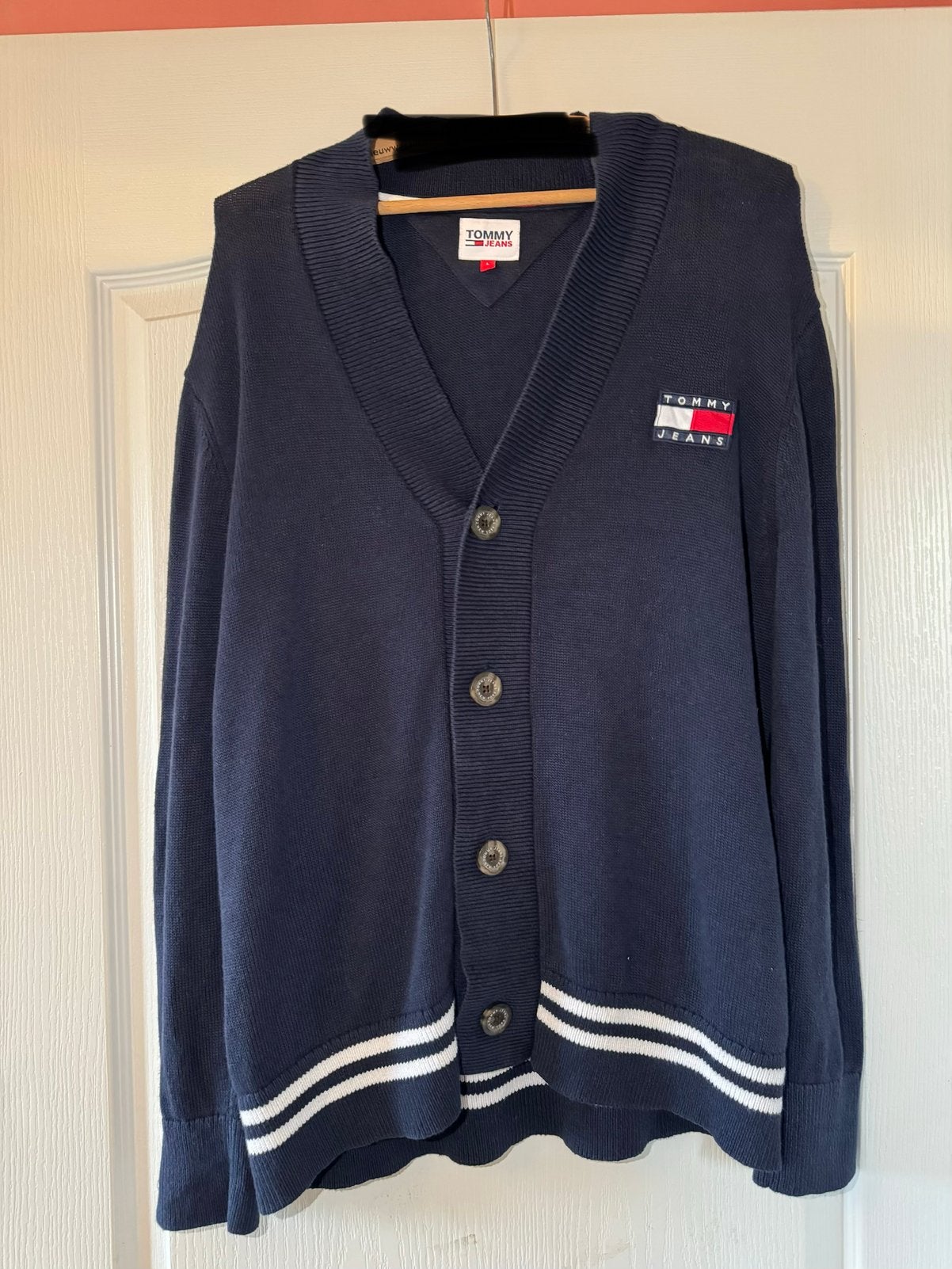 Tommy Jeans Cardigan, Verzenden, Zo goed als nieuw, Maat 42/44 (L), Blauw