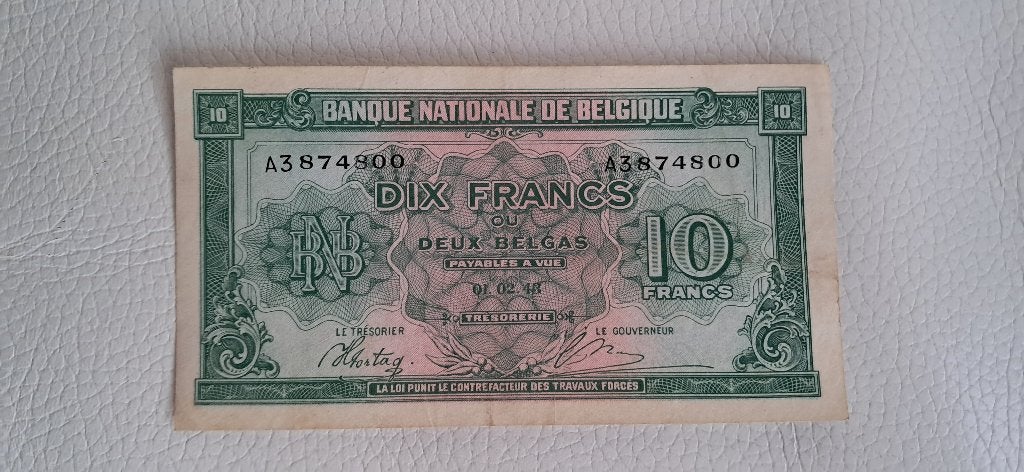 10 francs 1943 - Très beau, Envoi, Billets en vrac