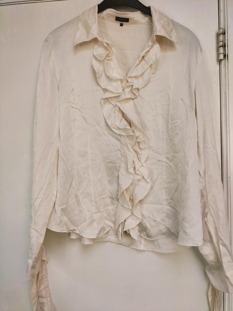 Prachtige silk hemdsbloes in crèmekleur Caroline Biss 38, Ophalen of Verzenden