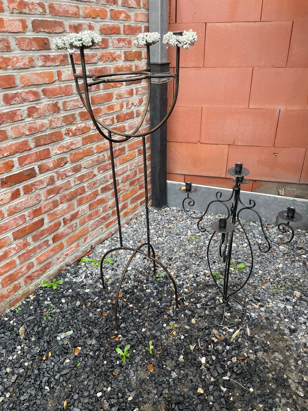 2 kaarsen staanders 1m1o en 70cm, Tuin en Terras, Ophalen, Gebruikt