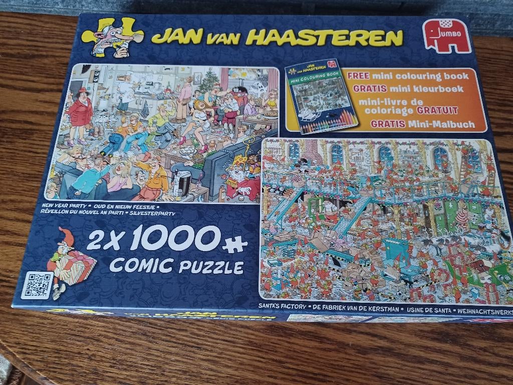jan van haasteren - oud en nieuw - fabriek van de kerstman, Ophalen of Verzenden, 500 t/m 1500 stukjes, Zo goed als nieuw, Legpuzzel