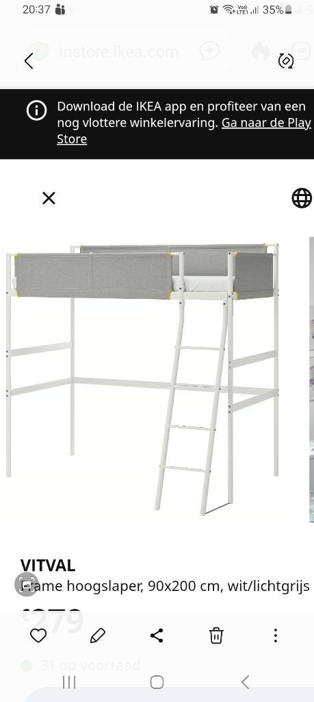 Hoogslaper, Maison & Meubles, Chambre à coucher | Lits superposés & Lits mezzanines, 90 cm, Une personne, Enlèvement, Utilisé