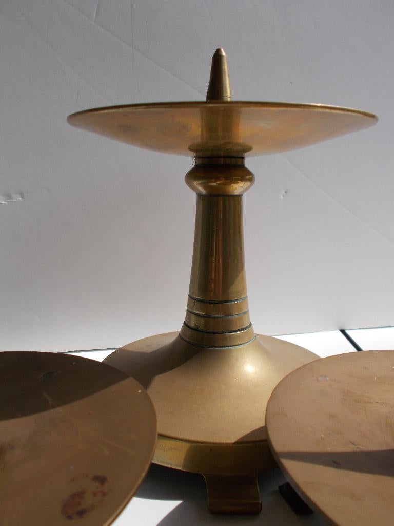 3 mooie jaren 60 altaarkandelaars brons - messing, Ophalen of Verzenden