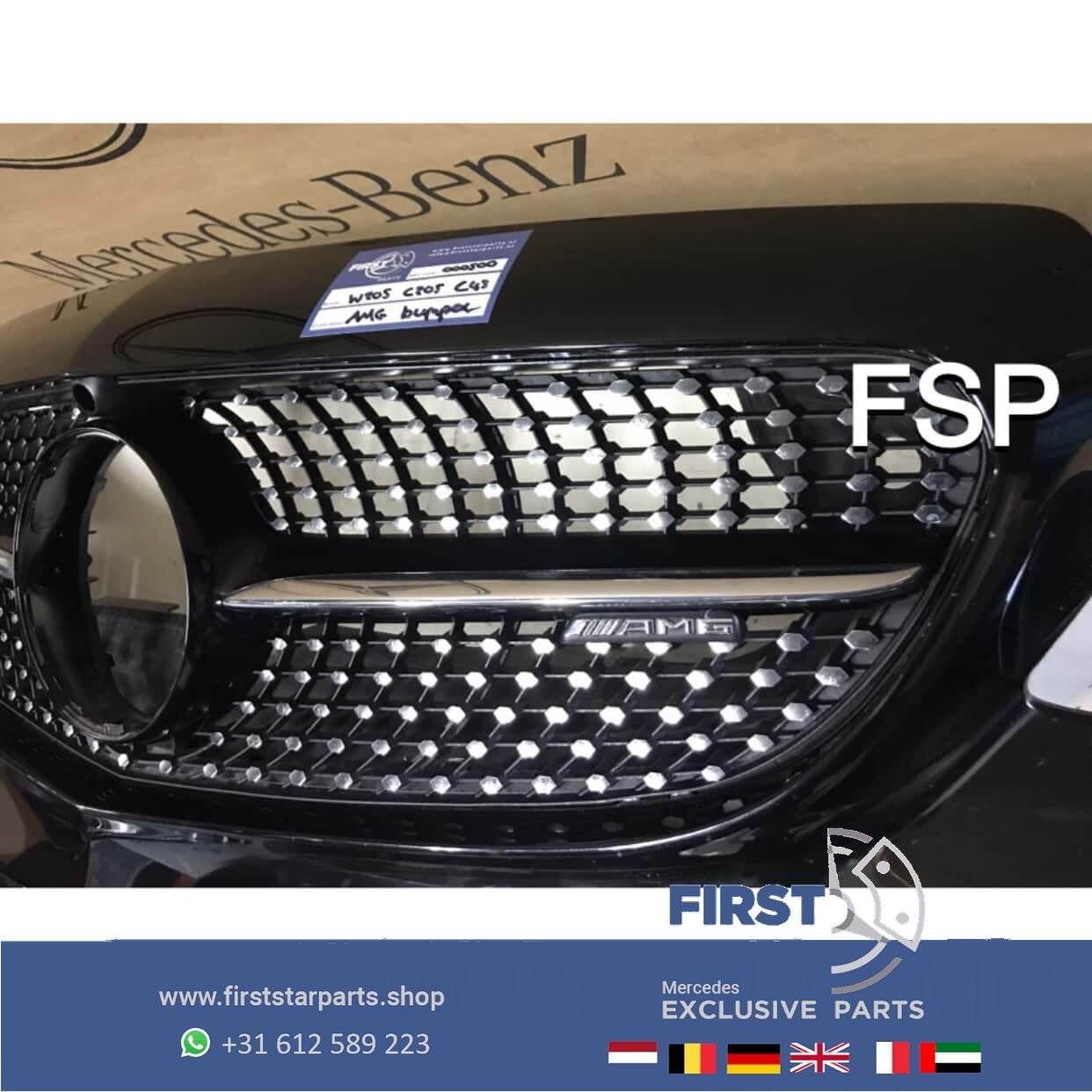 W205 S205 C43 AMG VOORBUMPER ZWART Mercedes C Klasse ORIGINE, Gebruikt, -, Voor, Ophalen of Verzenden