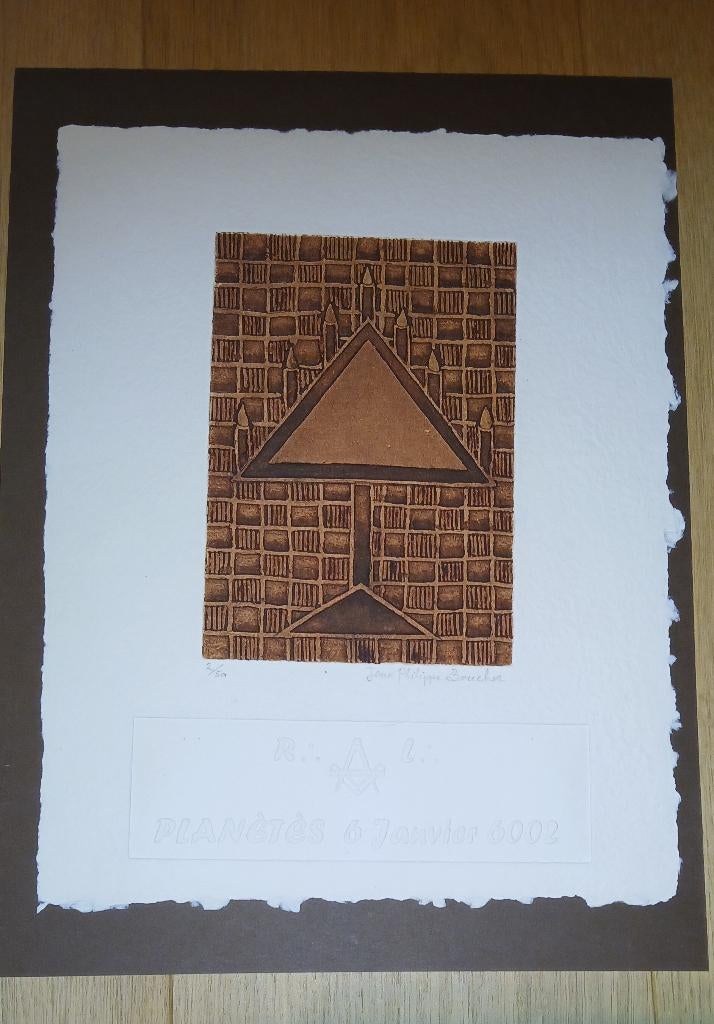 Kunst druk 2/50 ets vrijmetselarij Jean Philippe Boucher, Ophalen
