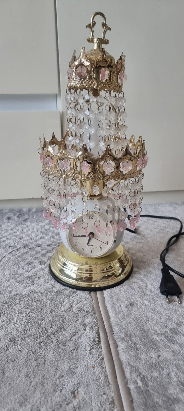 Touch lamp met klok porselein en messing, Ophalen