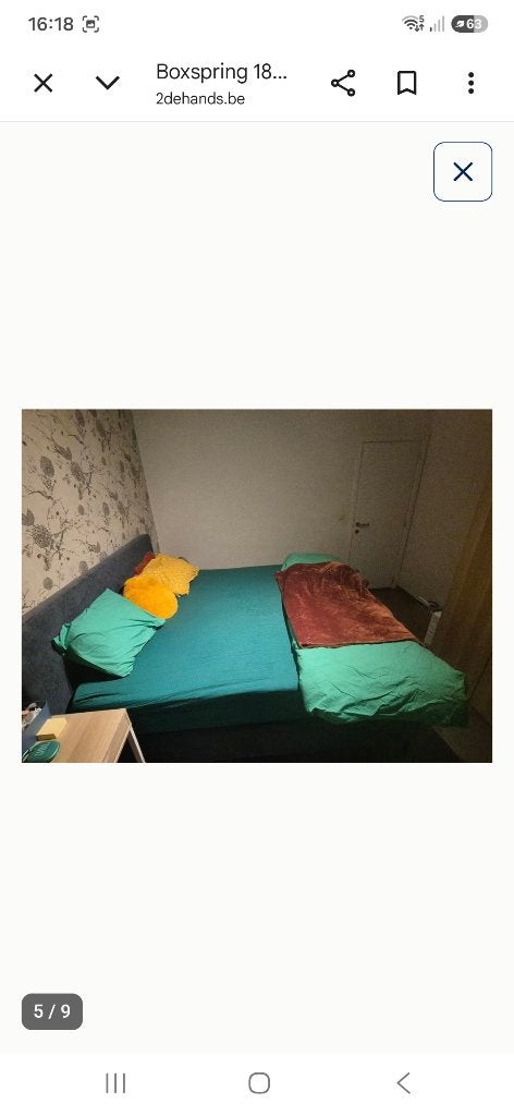Boxspring te koop, Huis en Inrichting, Slaapkamer | Boxsprings, Ophalen, Blauw, Tweepersoons, Zo goed als nieuw