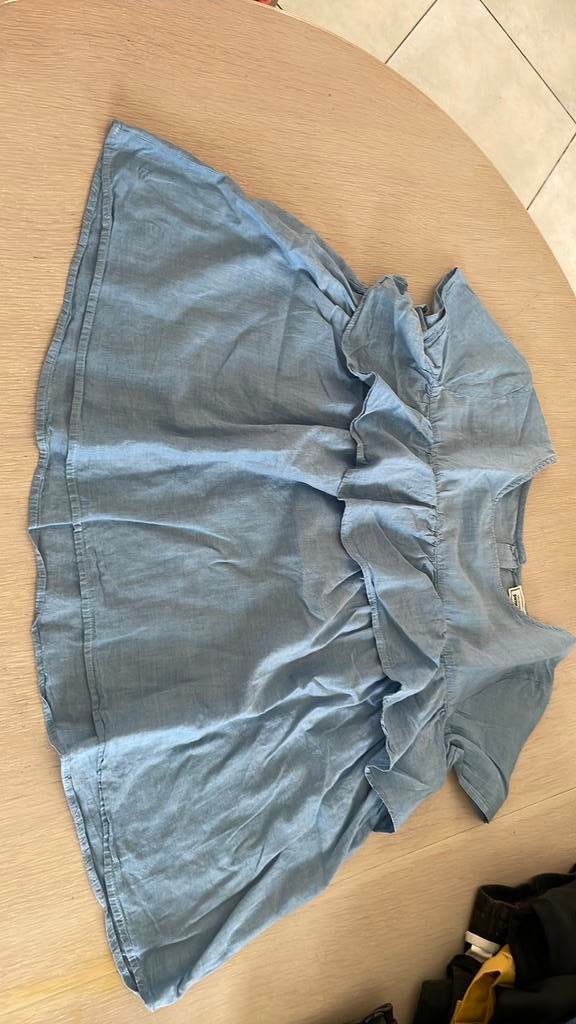 Blouse à froufrou, Kleding | Dames, Ophalen of Verzenden, Zo goed als nieuw, Maat 38/40 (M), Blauw