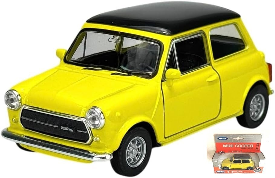 Mini Cooper geel met zwart dak Welly., Ophalen of Verzenden, Zo goed als nieuw, Auto