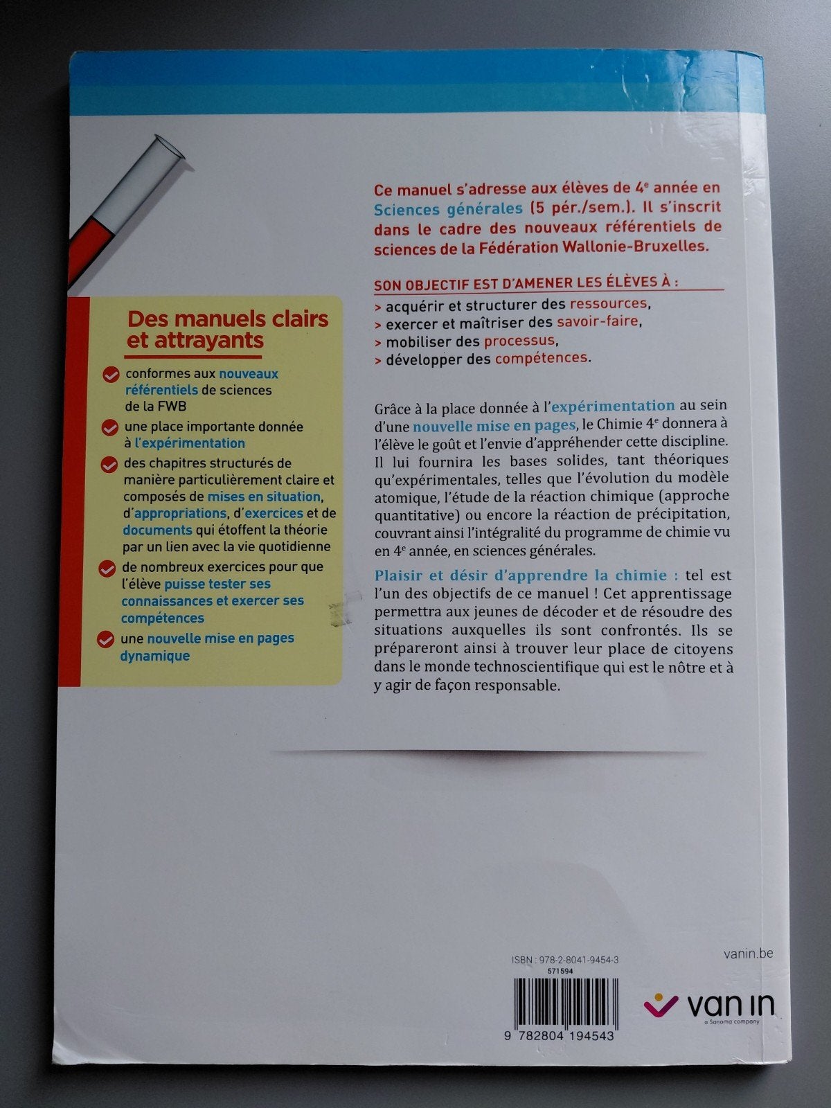 Manuel scolaire Chimie 4e (Sciences générales), Livres, Enlèvement ou Envoi, Utilisé, Chimie