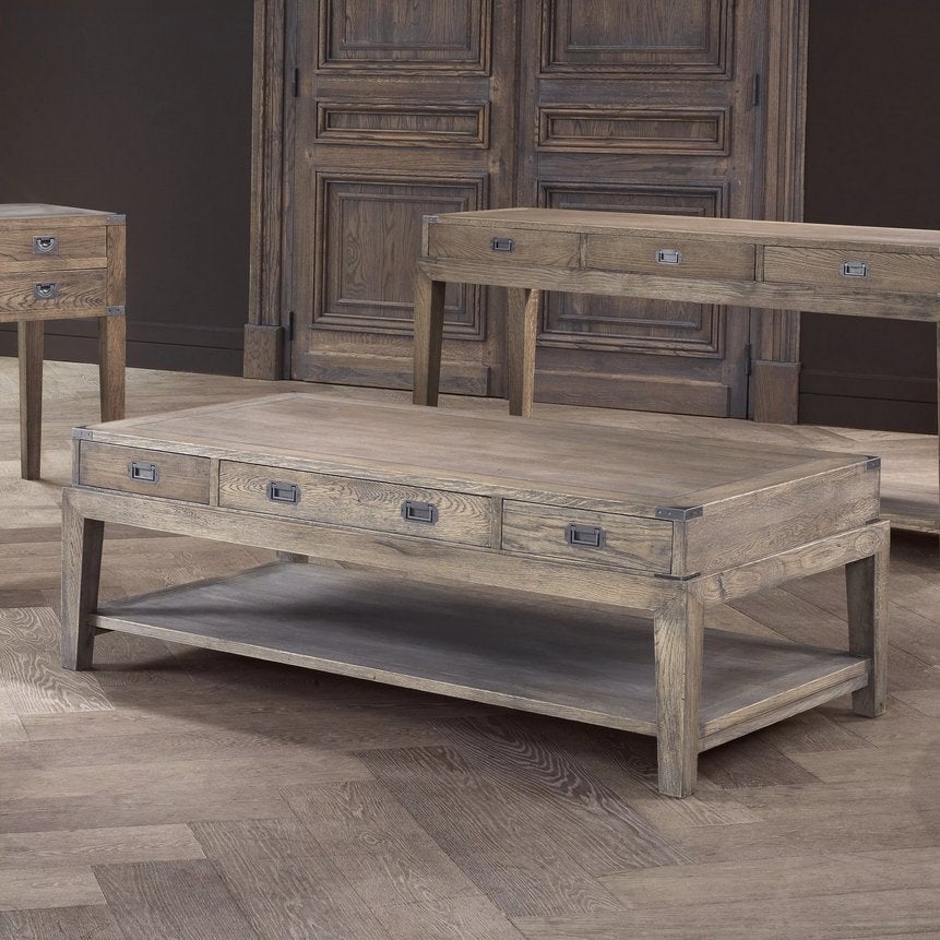NIEUWE SALONTAFEL Eichholtz Military SMOKED OAK –35% KORTING, Neuf, Campagnard, Enlèvement, Bois
