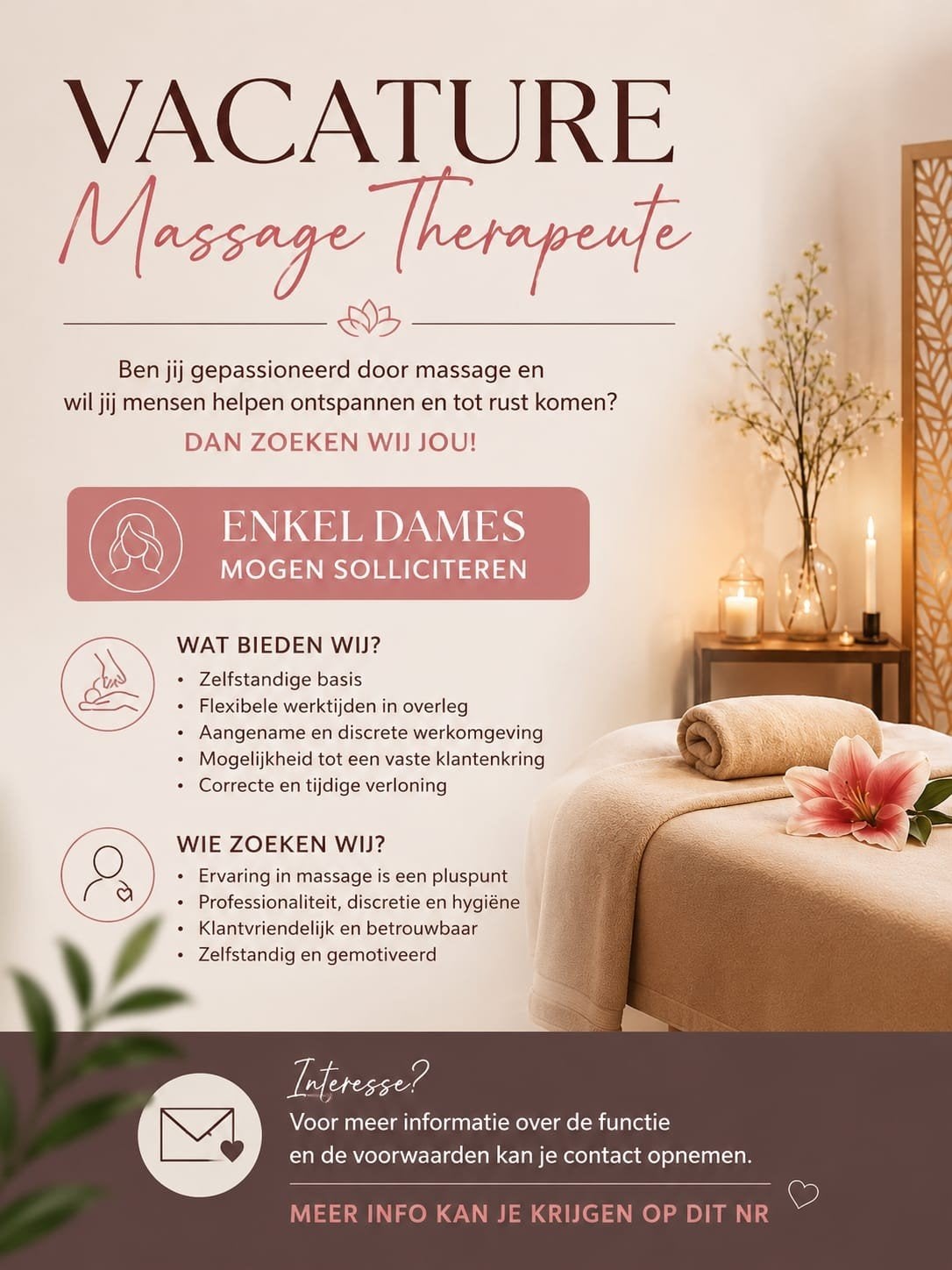 Masseuses gezocht, Diversen, Ophalen of Verzenden