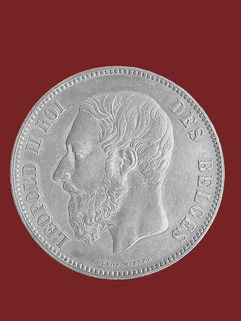 Munt Leopold II  1873, Postzegels en Munten, Munten | België, Ophalen of Verzenden, Losse munt, Zilver