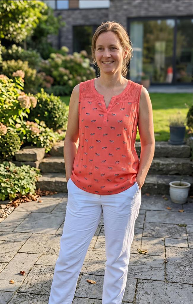 Koraal kleur shirt met zebra's van Street One , mt 42, Street One, Ophalen of Verzenden, Zo goed als nieuw, Maat 42/44 (L)