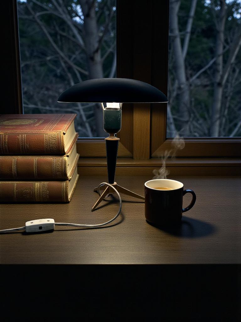 lampe de table tripode/ bureau vintage Bijou Louis Kalff, Enlèvement