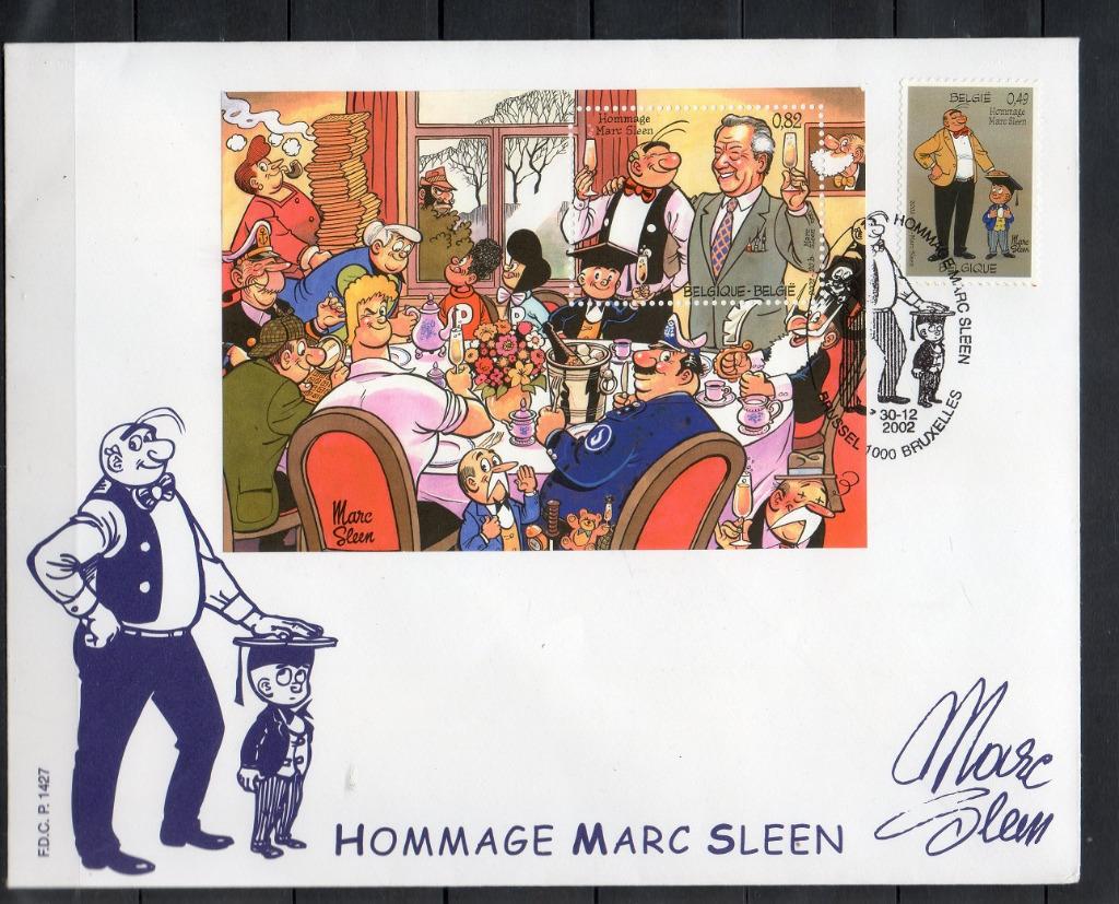 Année 2002 : FDC 3445 + 3145 du bloc 100 - Hommage à Marc Sl, Postzegels en Munten, Ophalen of Verzenden