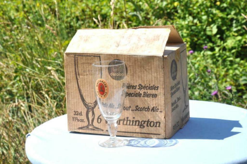 § 6 verres sur pied whitbread pale ale 32cl, Enlèvement ou Envoi, Utilisé, Verre, Verre ou Verres