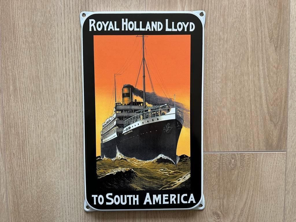 Emaille Reclame bord Royal Holland Lloyd, Ophalen of Verzenden, Zo goed als nieuw, Reclamebord
