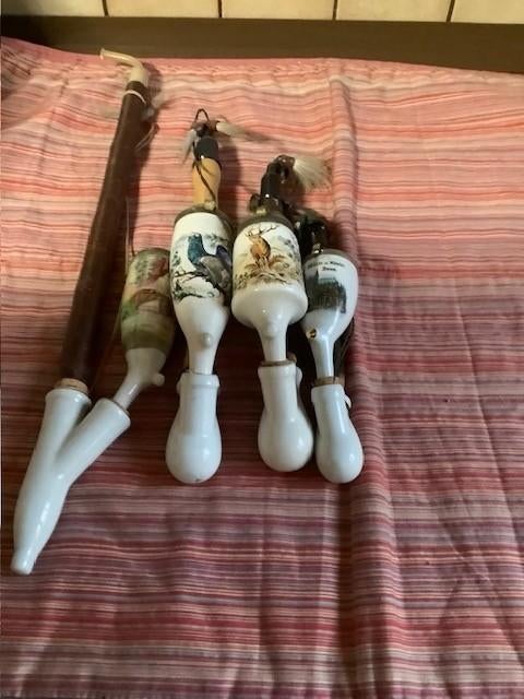 Lot 9 oude pijpen bestaand uit 4 porselein en 5 houten, Verzamelen, Ophalen of Verzenden, Gebruikt, Overige typen