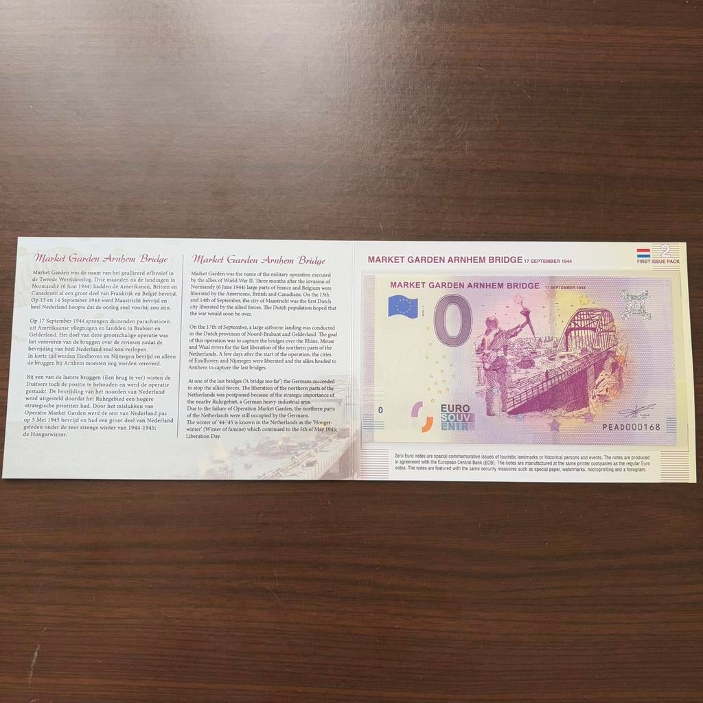 0 Euro souvenir biljet Market Garden Arnhem Bridge, Ophalen of Verzenden, Setje