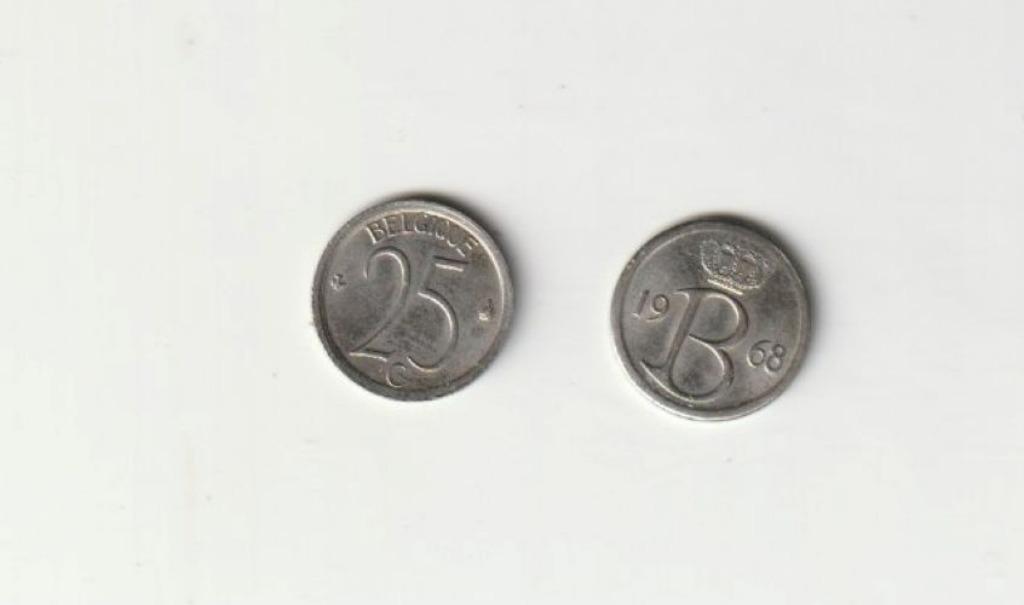 BELGIQUE BELGIUM BAUDOUIN 25 C 1968 FR, Enlèvement ou Envoi, Métal, Monnaie en vrac