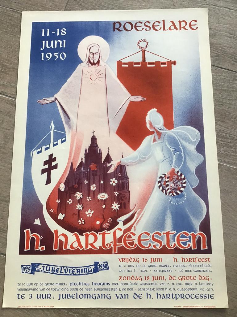 Roeselare 1950 H.Hartfeesten, Verzamelen, Posters, Ophalen of Verzenden, Zo goed als nieuw