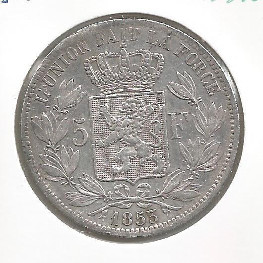 13916 * LEOPOLD I * 5 frank 1853, Verzenden, Zilver