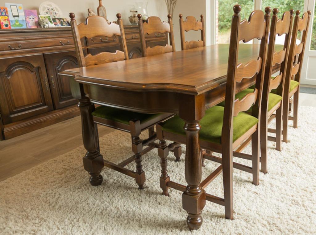 Massieve eetplaats in kerselaar, Huis en Inrichting, Ophalen, Gebruikt, Klassiek, 6 tot 8 stoelen