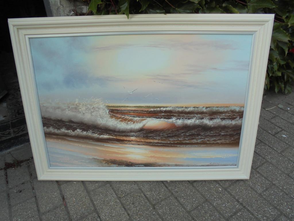 Peinture « vue sur la mer » 74 cm sur 105 cm, Antiquités & Art, Enlèvement