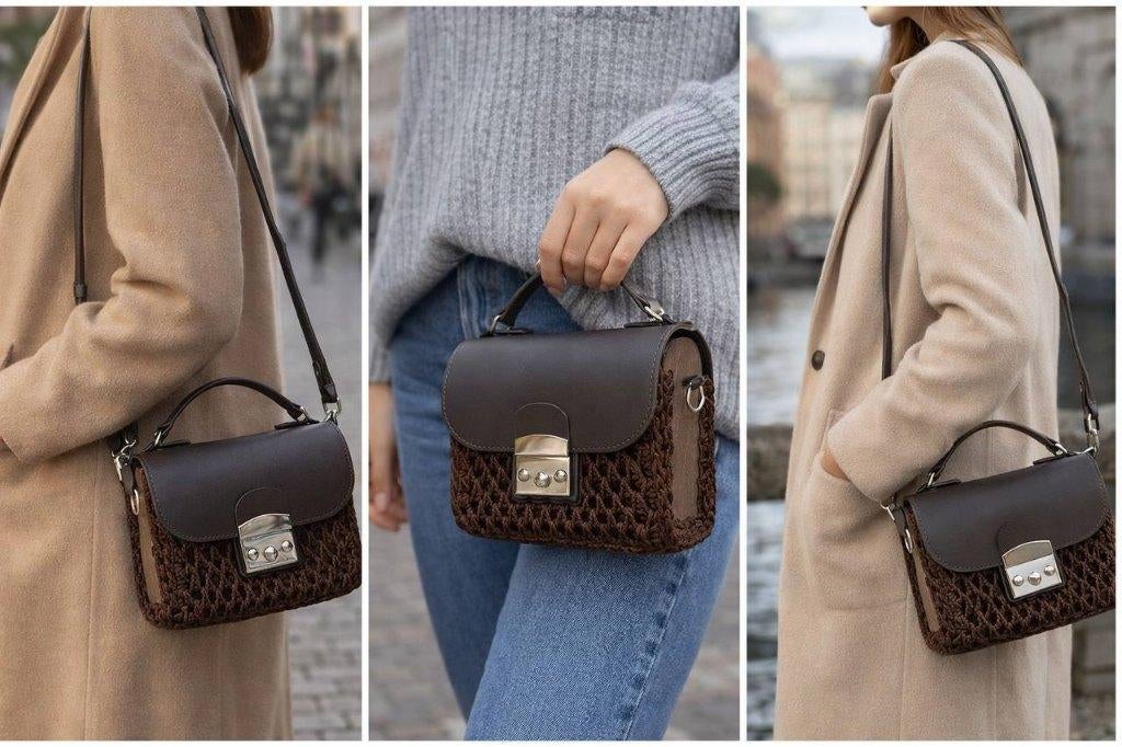 Stijlvolle handgemaakte damestas (crossbody), Handtassen en Accessoires, Tassen | Damestassen, Verzenden, Nieuw, Bruin, Schoudertasje