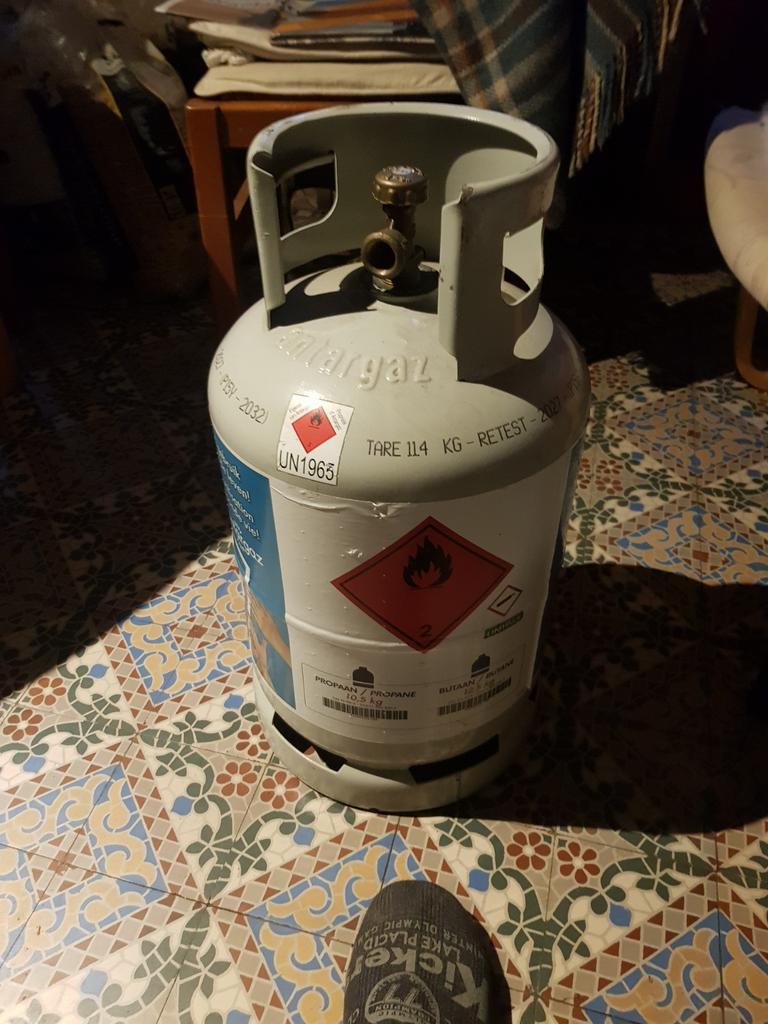 Lege gasfles Antargas grijs., Huis en Inrichting, Ophalen