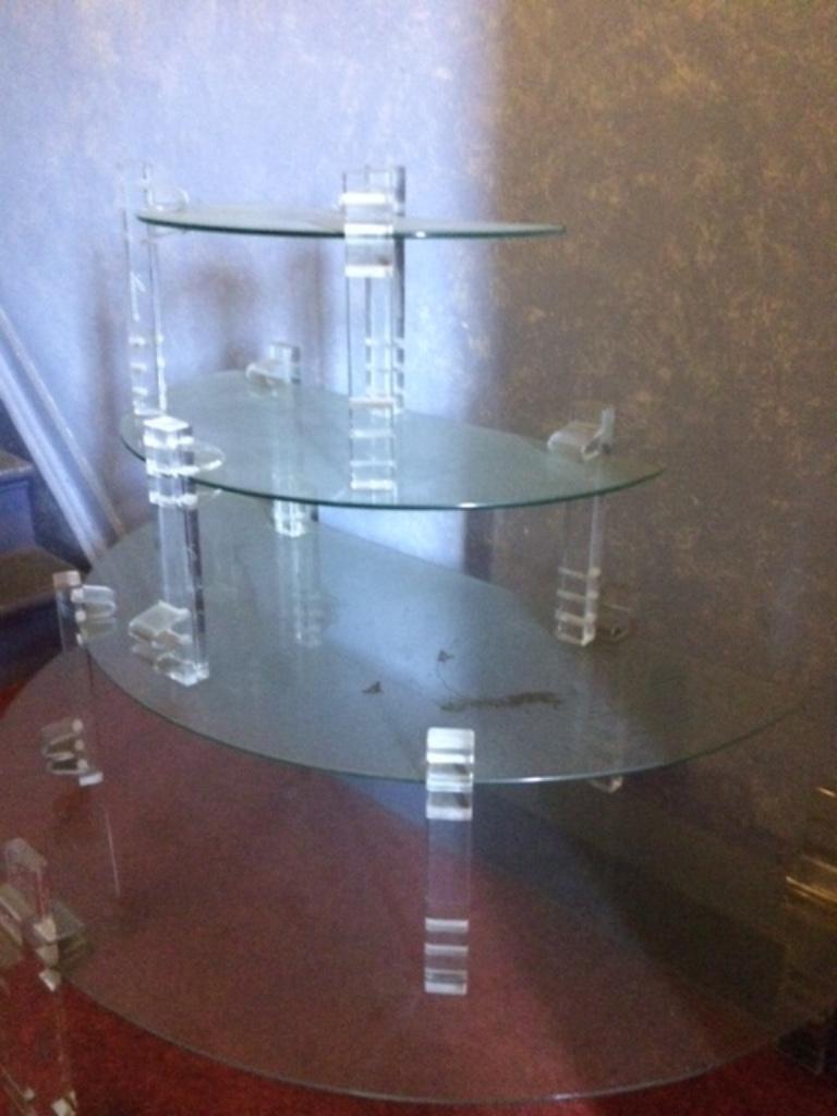 antiek glazen schap jaar 1970, Enlèvement, Rond, 50 à 100 cm, Moins de 100 cm