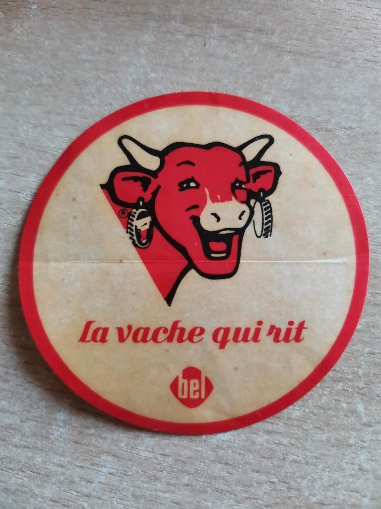 oude sticker jaren '70 La vache qui rit - met lachende koe, Ophalen of Verzenden, Merk