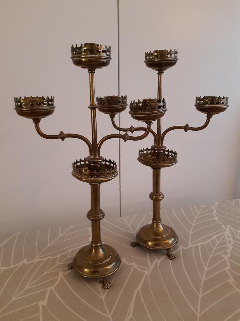Chandeliers d'église anciens en cuivre, Enlèvement ou Envoi, Cuivre ou Bronze